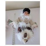 Pair of Heritage Porcelain Dolls in Traditional Inuit-Inspired Costume