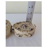 Set of 2 Hand Painted Decorative Trinket Boxes with Cherub and Floral Design