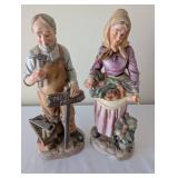 Pair of Homco Home Interiors Porcelain Figurines Farmer and Woman with Vegetables