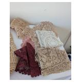 Collection of Vintage Crochet and Lace Table Linens and Doilies
