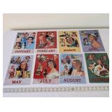 8 Piece Coca-Cola 1950s Calendar Girl Reproduction Tin Sign Set