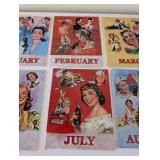 8 Piece Coca-Cola 1950s Calendar Girl Reproduction Tin Sign Set