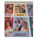8 Piece Coca-Cola 1950s Calendar Girl Reproduction Tin Sign Set