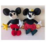 Pair of Walt Disney World Mickey and Minnie Mouse Plush Dolls with Tags