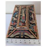 Decorative Egyptian Sarcophagus Box with Hand-Painted Hieroglyphics and Stone Figure