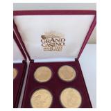 Set of 16 Grand Casino Mille Lacs Hinckley $5 Collectible Gaming Tokens in Display Cases