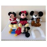 Collection of 4 Disney Mickey and Minnie Mouse Plush Toys with Accessories