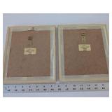 Pair of Framed Botanical Rose Prints with Gold Tone Frames