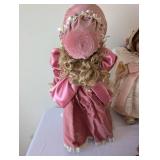 Collection of 3 Vintage Porcelain Dolls and 6 Plush Teddy Bears