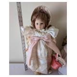 Collection of 3 Vintage Porcelain Dolls and 6 Plush Teddy Bears