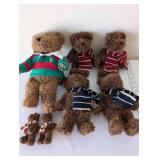 Collection of 3 Vintage Porcelain Dolls and 6 Plush Teddy Bears