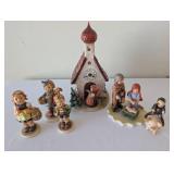 Hummel Goebel Porcelain Figurine Collection with Church and Nativity
