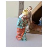 Goebel West Germany Porcelain Nativity Set with Wooden Stable