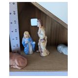 Goebel West Germany Porcelain Nativity Set with Wooden Stable