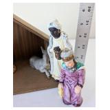 Goebel West Germany Porcelain Nativity Set with Wooden Stable
