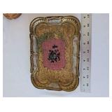 Religious Decor Collection: Wall Crucifix, Carved Christ Figure, Tray and Wooden Holder