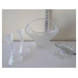 Crystal Glassware Set with Candlestick Holders, Basket, and Dishes