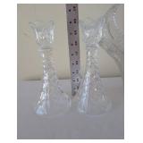 Crystal Glassware Set with Candlestick Holders, Basket, and Dishes