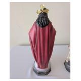 Pair of Religious Statues Sacred Heart of Jesus and Madonna with Child 15in Tall