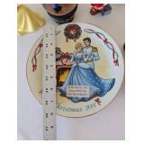 Holiday Decor Collection with Snowman Dolls, Musical Snow Globe, Christmas Train, and Cinderella Collector Plate