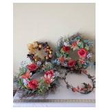 Set of 3 Decorative Floral and Fruit Artificial Wreaths