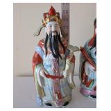 Set of 3 Large Porcelain Chinese Wise Men Figurines, Hand-Painted