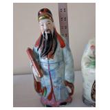 Set of 3 Large Porcelain Chinese Wise Men Figurines, Hand-Painted