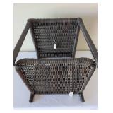 Wicker Patio Side Table with Square Top and Open Shelf