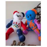 Antique Baby Carriage with Collection of Stuffed Plush Toys