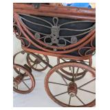 Antique Baby Carriage with Collection of Stuffed Plush Toys