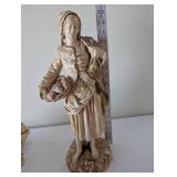 Pair of Vintage MI Italy Ceramic Figural Statues, 21 Inch Tall