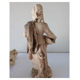 Pair of Vintage MI Italy Ceramic Figural Statues, 21 Inch Tall