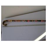 Handcrafted Painted Wood Walking Cane with Folk Art Design