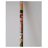 Handcrafted Painted Wood Walking Cane with Folk Art Design