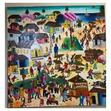 Michel Market Scene by the Sea - Original Painting