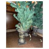 4 Artificial Christmas Trees in Ornate Urn Planters - Holiday Decor