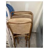 Vintage Stackable Metal Chairs - Tan Vinyl Cushions (Lot of 3)