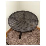 Round Black Perforated Metal Table - 24 in Diameter, Indoor Accent