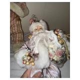 Santa Claus Figures - Hand-Made Christmas Decor with Floral Bouquets (Lot of 2)