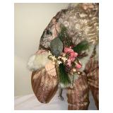 Santa Claus Figures - Hand-Made Christmas Decor with Floral Bouquets (Lot of 2)