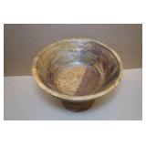 9.75" Round Wooden Footed Bowl