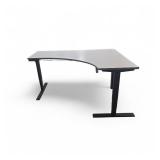 Power Sit Stand Desk with Memory Settings measures 70" wide / 46" deep / Adjusts between 24.5" to 50" tall Right Return