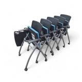 5 Nesting Chairs on Wheels w/ Tablet Arms