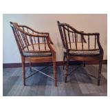 Pair of Century Chair Company Faux Bamboo Armchairs