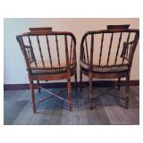 Pair of Century Chair Company Faux Bamboo Armchairs