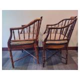 Pair of Century Chair Company Faux Bamboo Armchairs