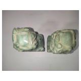 Pair of Vintage Hand Carved Green "Foo Dog" Statues