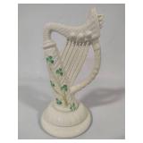 Belleek Irish Celtic Shamrock Bone China Harp Figurine