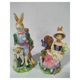 Fitz and Floyd Classic Easter Old World Rabbits Candle Holders