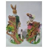 Fitz and Floyd Classic Easter Old World Rabbits Candle Holders